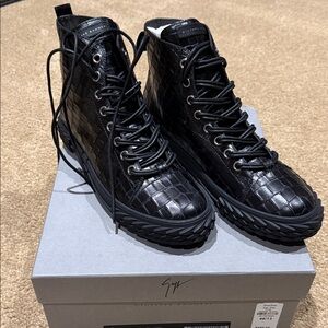 Giuseppe Zanotti Black Embossed Leather Sneakers